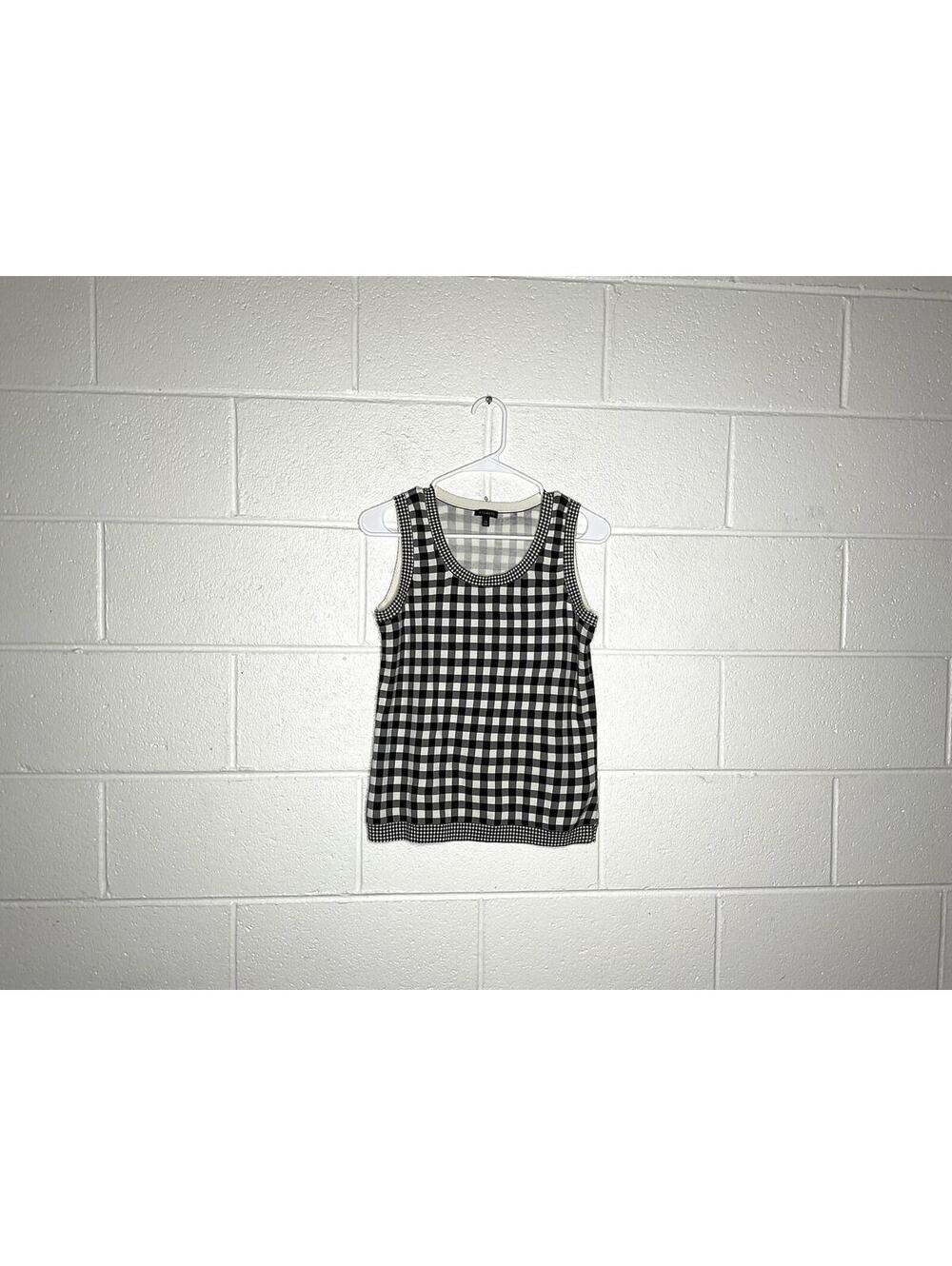 < Talbots Black/White Gingham Knit Tank Top Size XS >